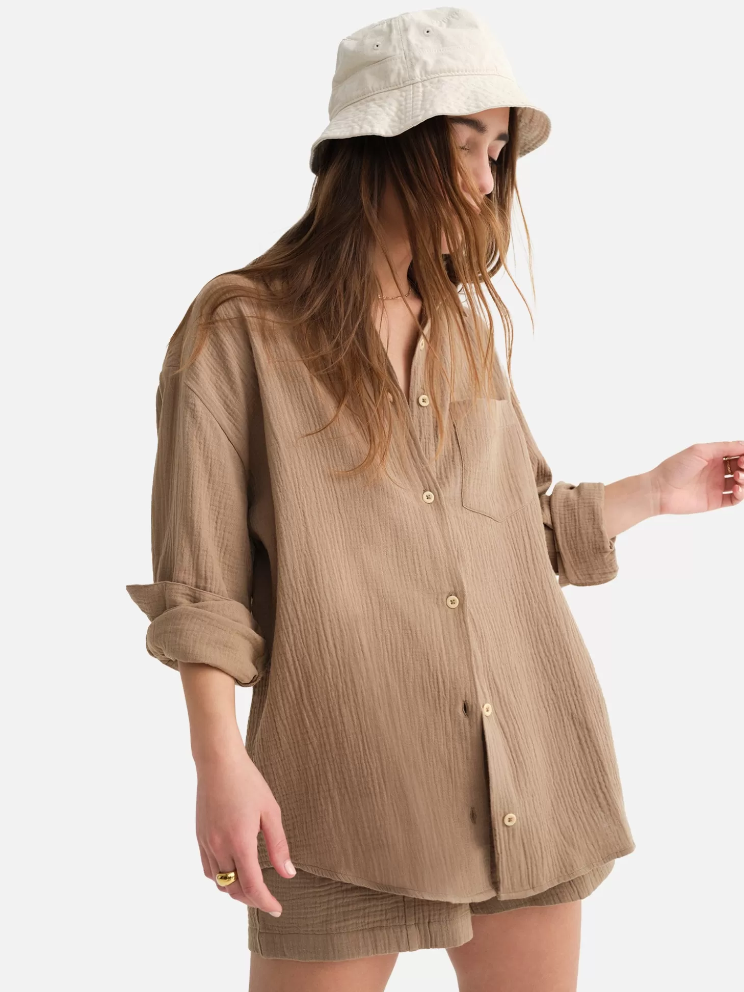 Women MATE the Label Organic Gauze Oversized Buttondown