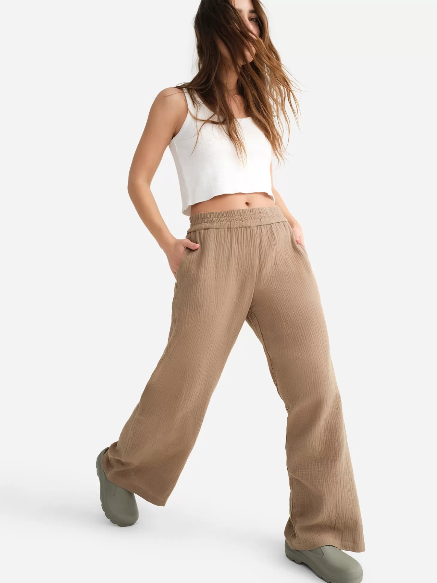 Women MATE the Label Organic Gauze Straight Leg Pant